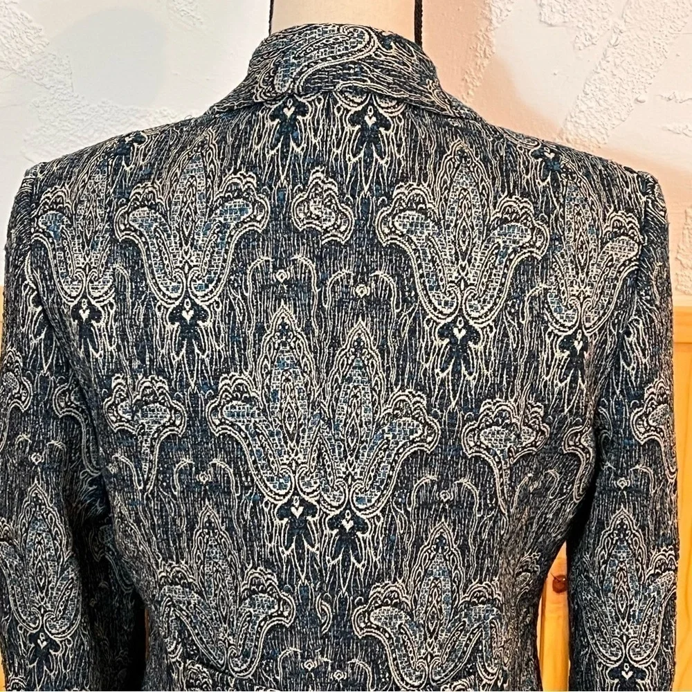 Vtg Oscar an Oscar de la Renta Company Fleur-de-lys Jacquard Print Jacket Sz-4